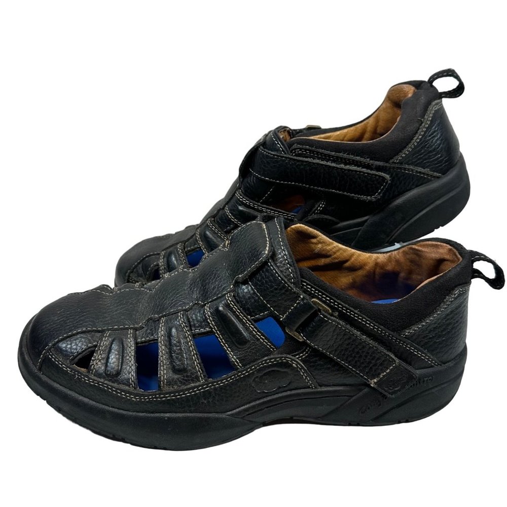Dr Comfort Fisherman Black Leather Size 11W Style 9810 Leather Lining